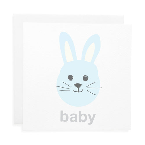 Blue Baby Bunny Card - Two Little Feet