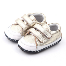 Load image into Gallery viewer, Leather Gold Baby Shoes - Two Little Feet. Soft Sole Shoes
