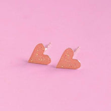 Load image into Gallery viewer, sterling silver earrings for little girls. Heart shaped earrings. Birthday gift ideas
