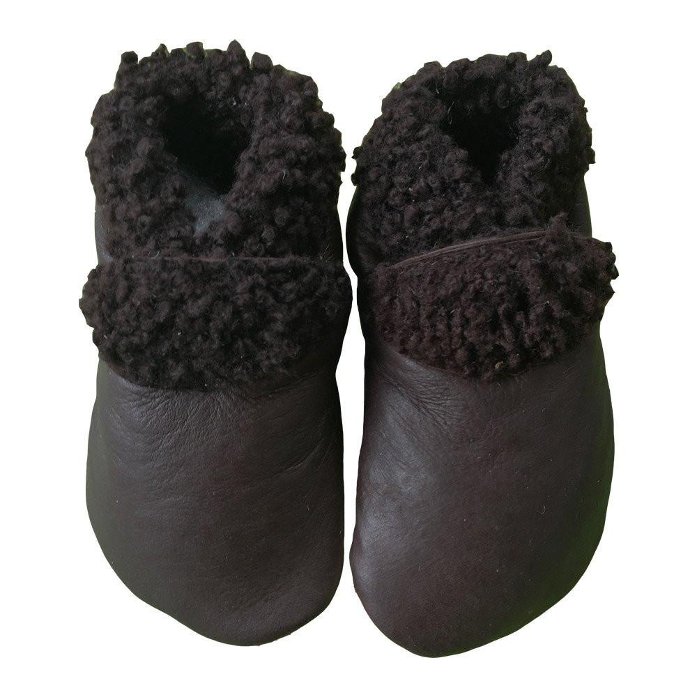 Baby Lambswool Rich Chocolate Colour Baby Booties. NZ made – Two