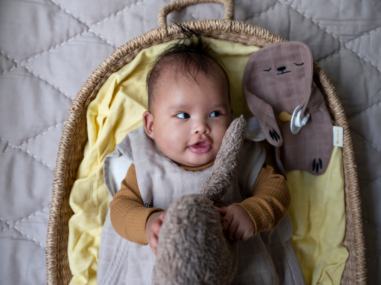 baby with pacifier clip toy